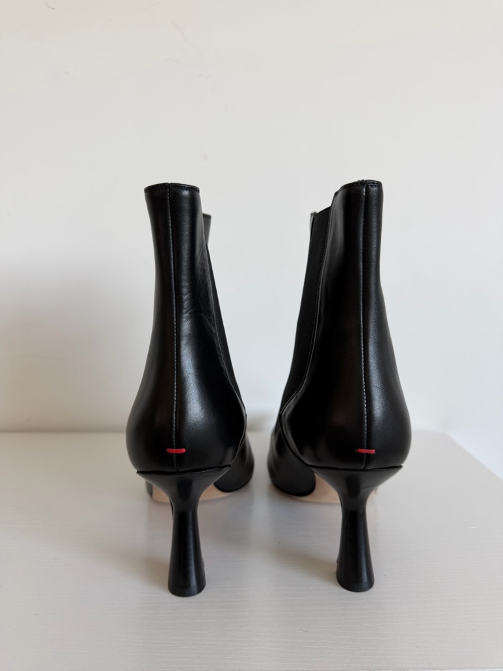 Aeyde 42 Black Leather Heeled Boots with Elastic Side - Picture 6 of 9